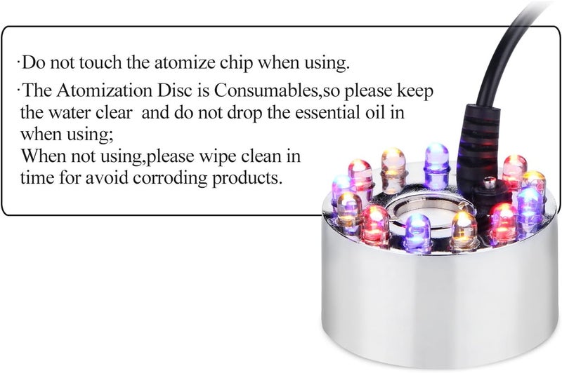Image Mist Maker Fogger Water Fountain Pond Fog Machine Atomizer Air Humidifier with 12 LED Light Color Change for Halloween, Black - Image 4